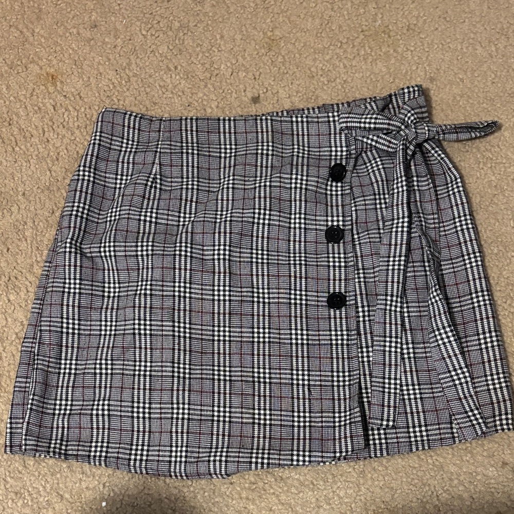 Papermoon Black and White Plaid Mini Skirt